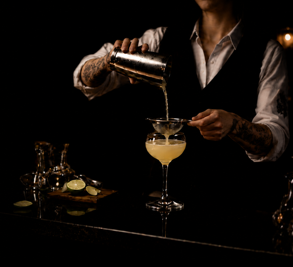 Bartender preparing a handcrafted cocktail